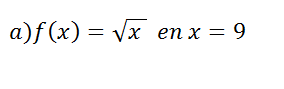 definicion de derivada en un punto de una raiz