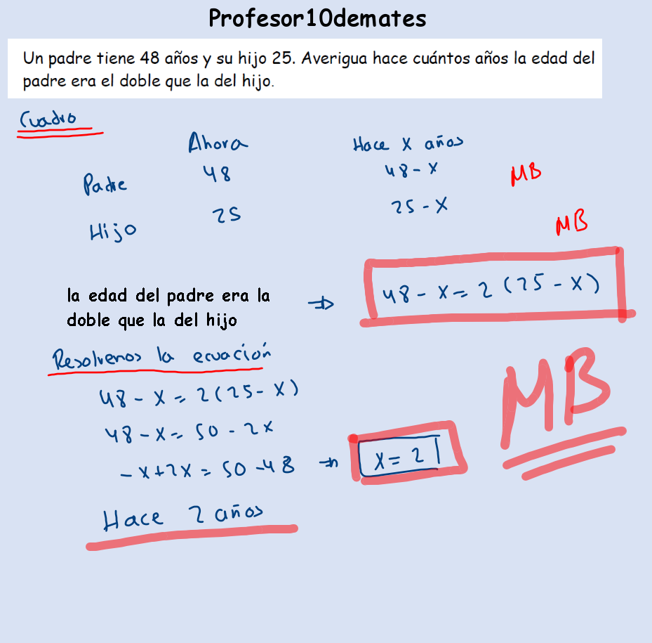 problemas de edades con solucion ejercicios resueltos paso a paso ESO