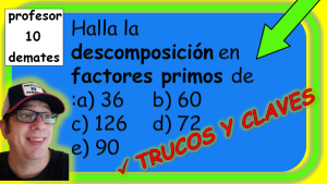 Halla la descomposición en factores primos de los siguientes números