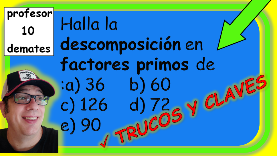 Halla la descomposición en factores primos de los siguientes números