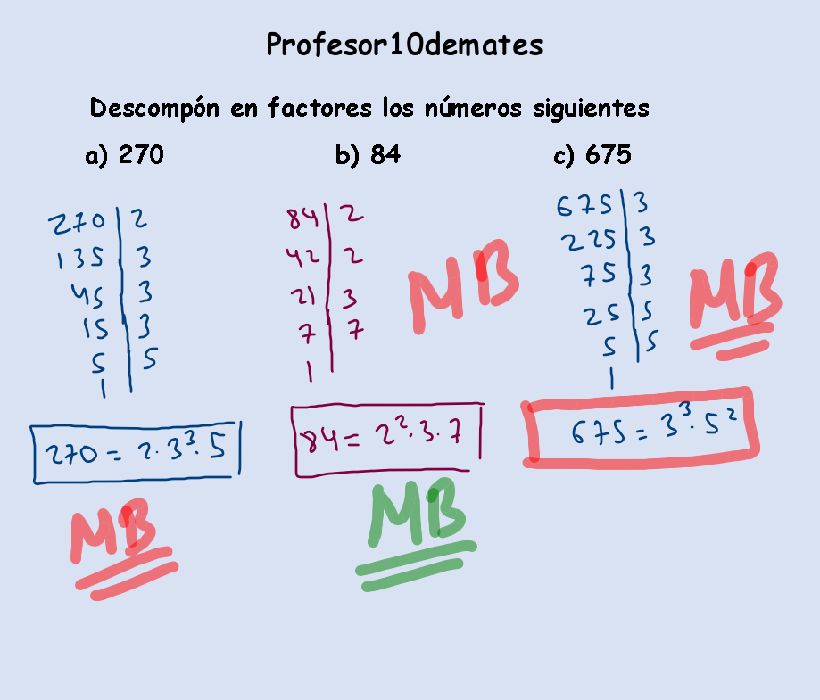 descompon en factores los numeros ejercicios resueltos 1 ESO 2 ESO