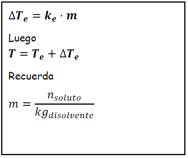 formula aumento punto de ebullicion 1 bachillerato propiedades coligativas de las disoluciones