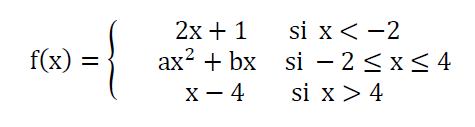 calcular a y b para que la función sea continua 